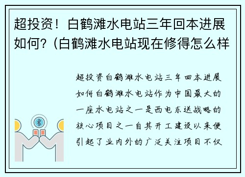 超投资！白鹤滩水电站三年回本进展如何？(白鹤滩水电站现在修得怎么样)